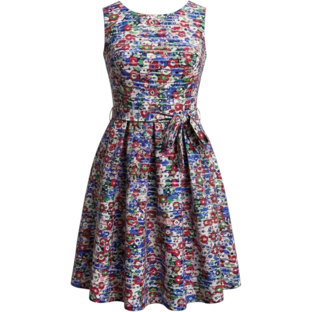 Tommy Hilfiger Fit & Flare‎ Dress Womens 10 Multi Color Excellent Floral Belted
